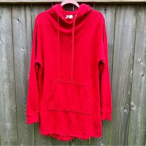 red hooded sweatshirt dress from h&m